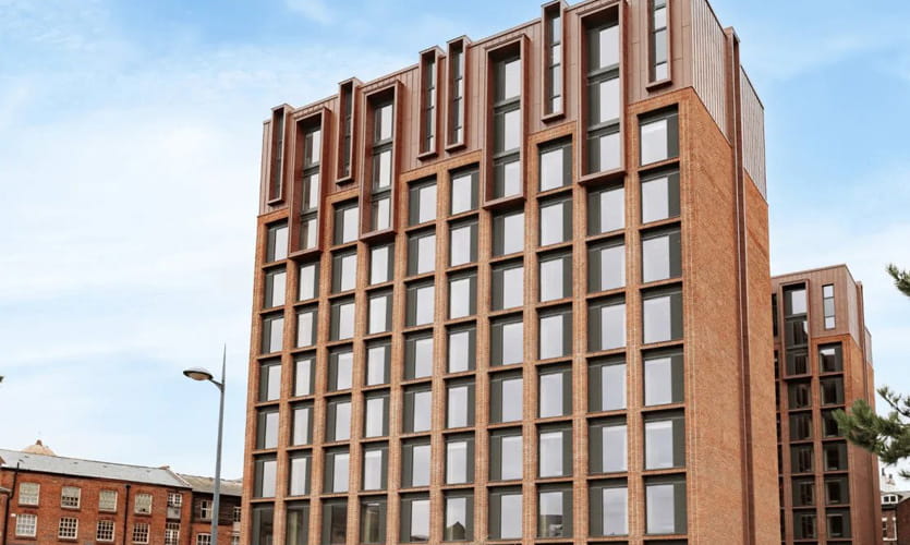 Photo of the outside of the building at Benson Yard student accommodation 