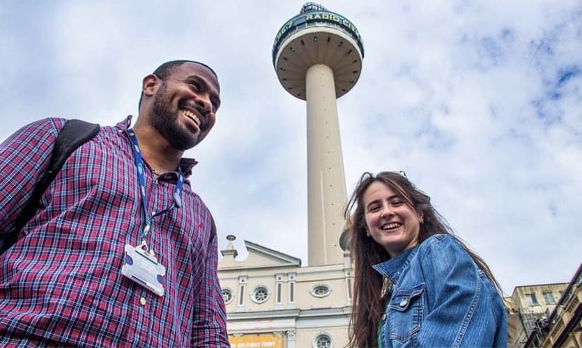 Instagram snapshot of the LJMU International account as Izzy is pictured in front of the Radio City tower.