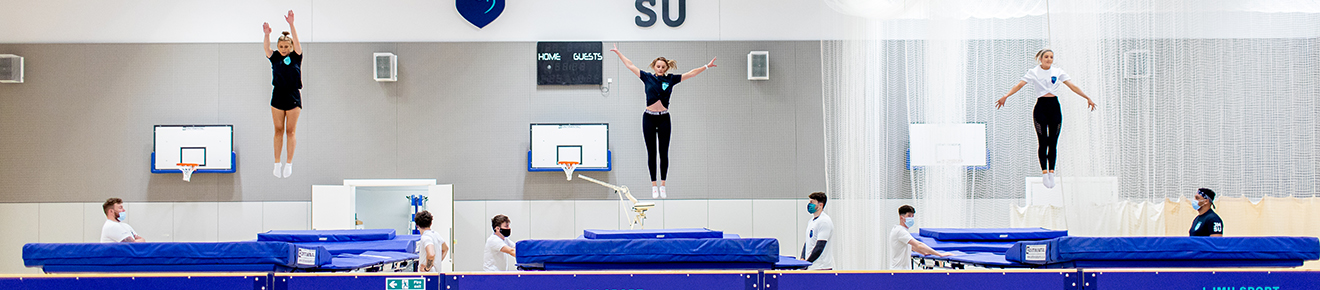 Students trampolining at Copperas Hill