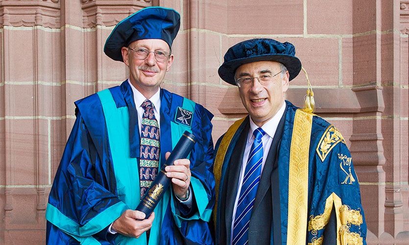 Dr David Flavell with Chancellor Brian Leveson