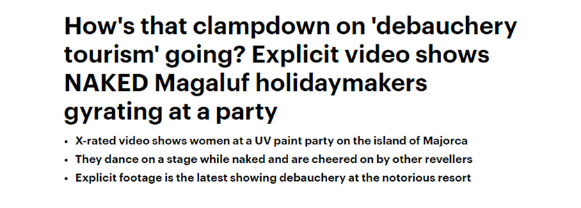 Screenshot of Daily Mail headline