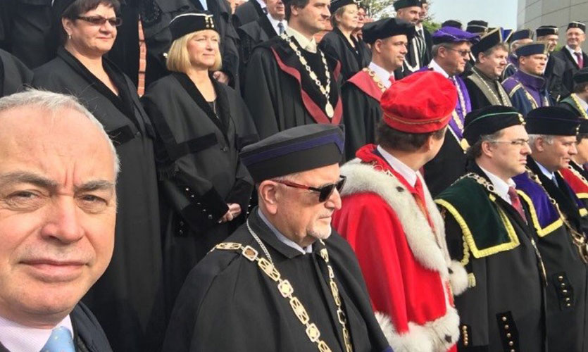 University staff in ceremonial attire