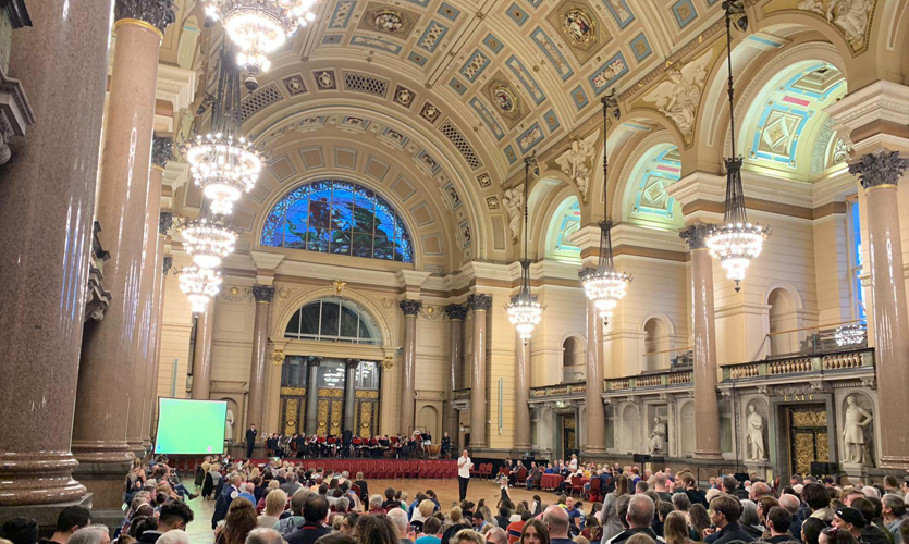 Crowds in the main hall of St George's Hall