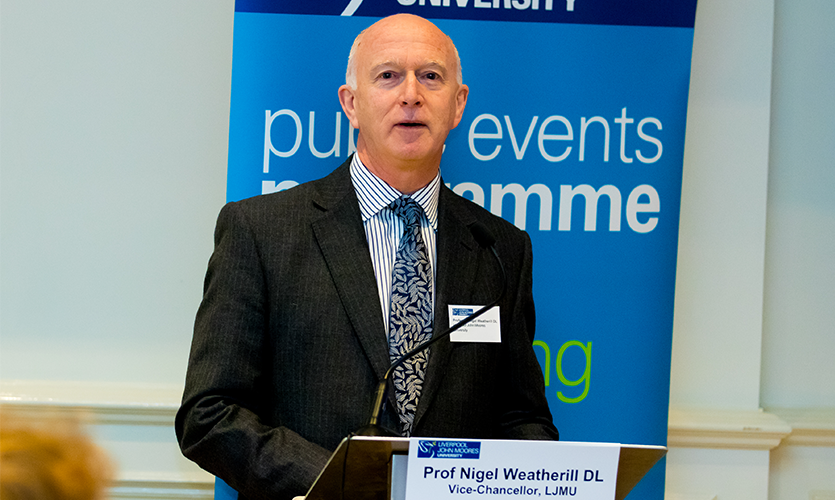 Image of Professor Nigel Weatherill speaking at a podium