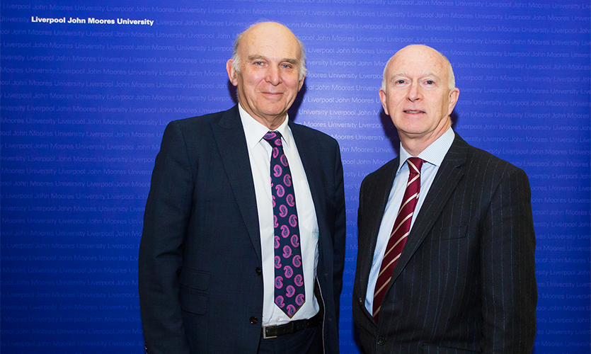 Sir Vince Cable with LJMU Vice-Chancellor Nigel Weatherill