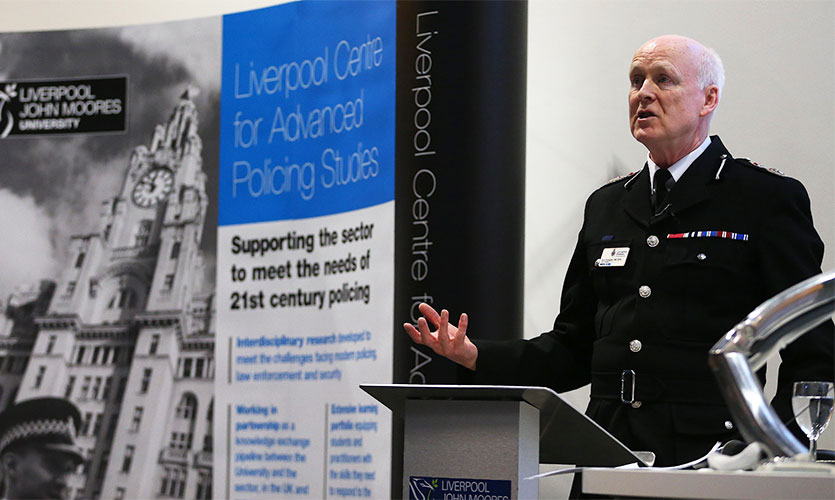 Chief Constable Steve Finnigan delivering his lecture