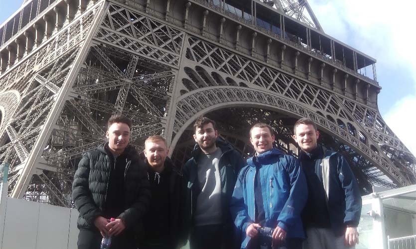 Posing in front of the Eiffel Tower - Clairefontaine visit