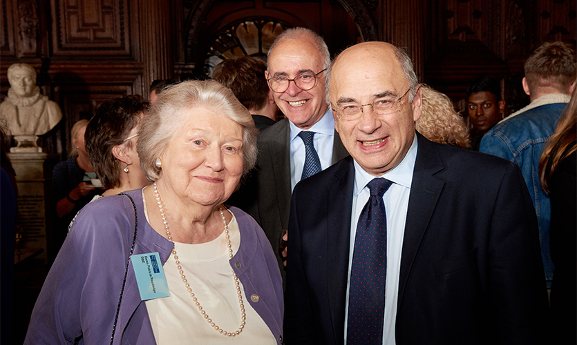 Chancellor Sir Brian Leveson with Honorary Fellow and actress Dame Patricia Routledge