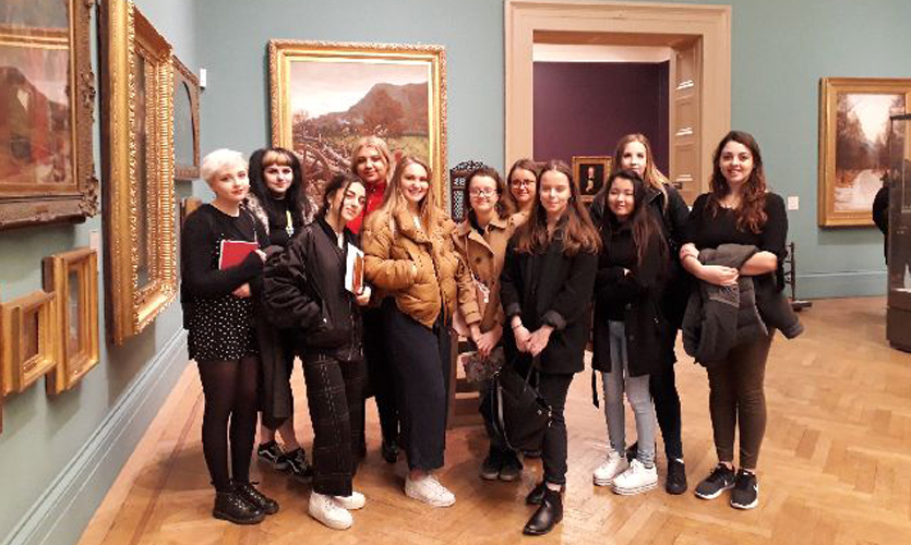 A group of students at Manchester Art Gallery