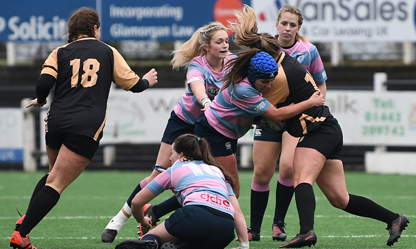 Katie Jenkins playing rugby
