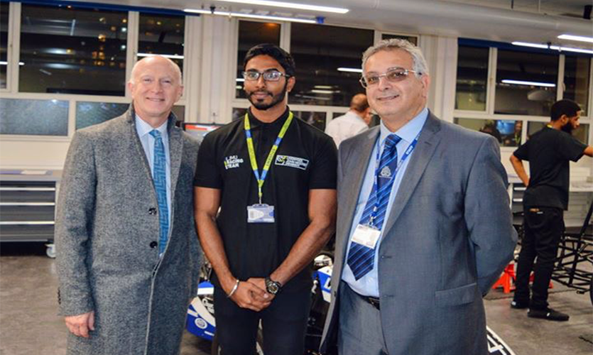 Image of Reuben Singh with LJMU VIce-Chancellor Professor Nigel Weatherill and Dean of the Faculty of Engineering and Technology Professor Ahmed Al-Shamma'a