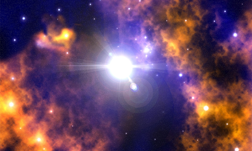 Computer generated image of a bright star in space