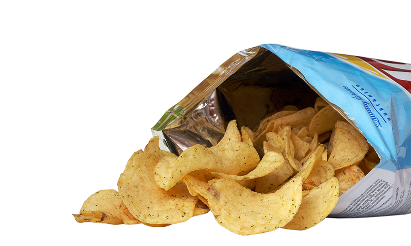 Image of an open packet of crisps