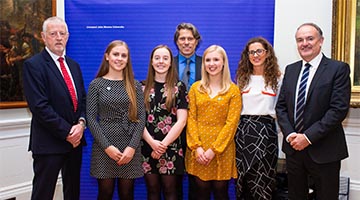 John Bishop presents local sixth-formers with Good Citizenship Award
