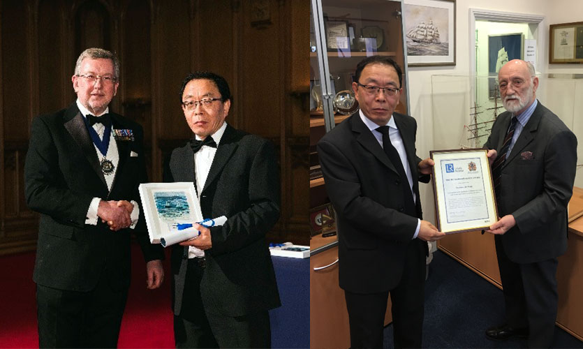 Professor Jin Wang receiving his award.