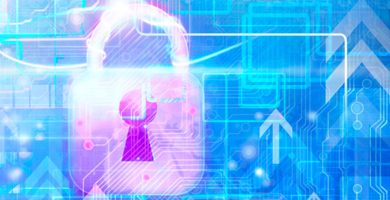 Image of padlock and computer animated background