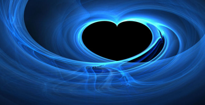 Image of blue heart on black background