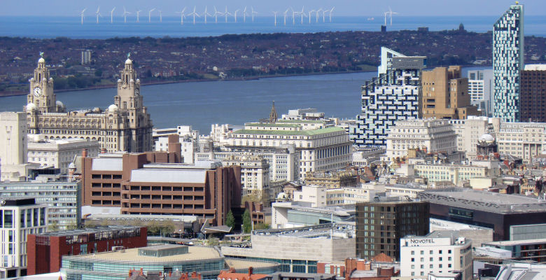 Image of Liverpool buildings and river Mersey