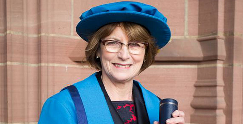 Image of Louise Ellman in Honorary Fellow hat and gown