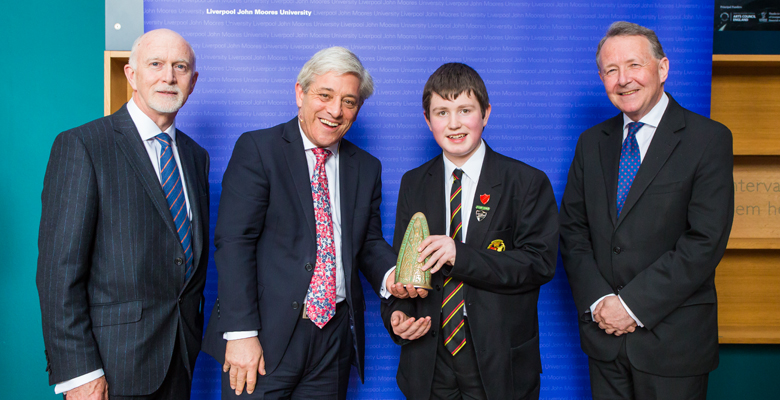 John Bercow MP with VC, Lord David Alton and Good Citizenship award winner Callum Naylor
