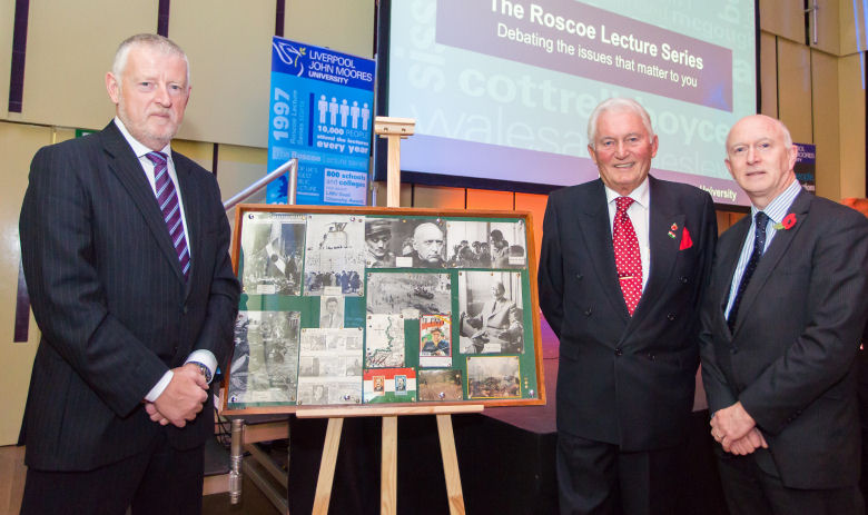 Sir Jon Murphy, Chair of the Roscoe Lectures, Dr Andrew Zsigmond and Professor Nigel Weatherill, LJMU Vice-Chancellor 