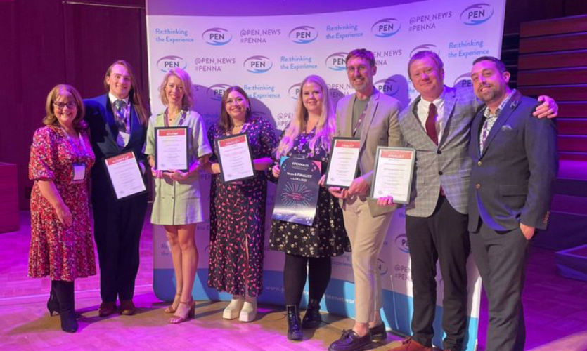 student award winner with certificates at Patient Experience Awards 2023