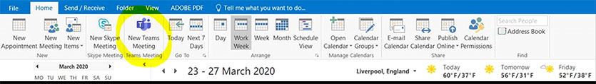 Microsoft Teams outlook taskbar