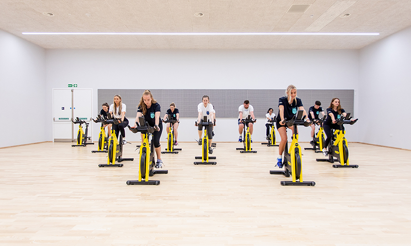 Students at a spin class