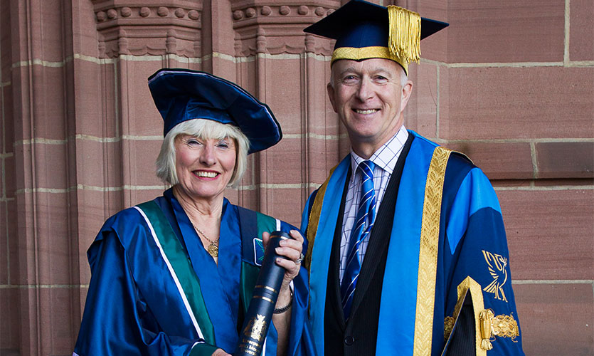 Her Honour Elizabeth Steel with Vice-Chancellor Nigel Weatherill
