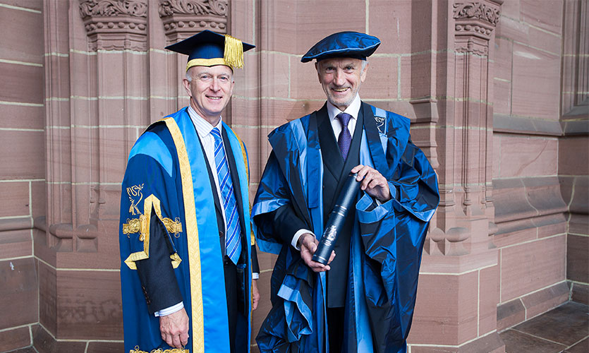 Rodney Holmes with LJMU Vice-Chancellor Professor Nigel Waetherill