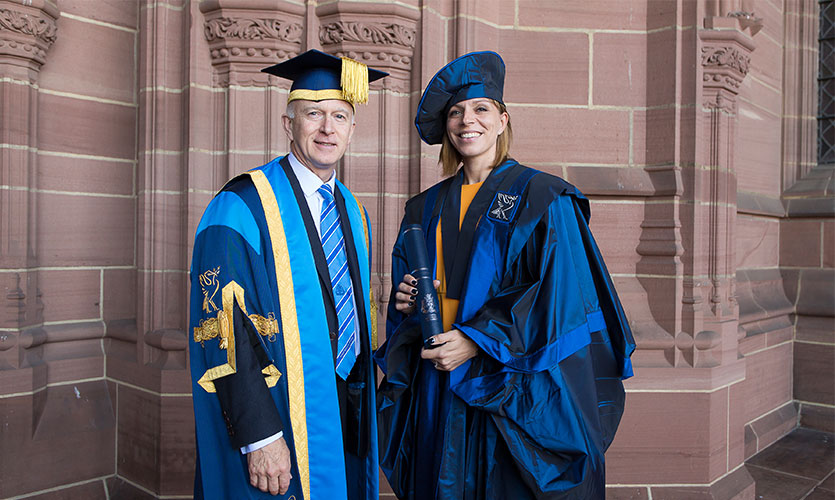 Kate Richardson-Walsh with Vice-Chancellor Professor Nigel Weatherill