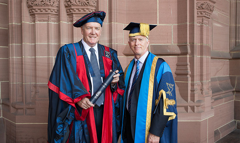 Tom Murphy with Vice-Chancellor Professor Nigel Weatherill