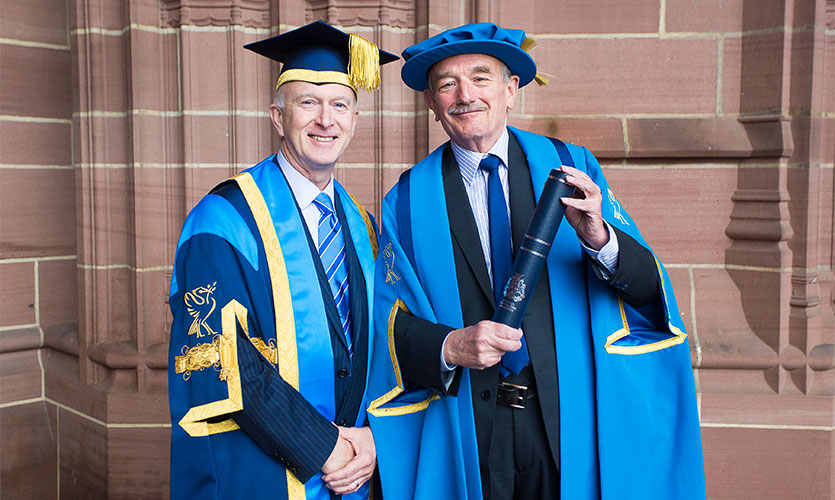 David Charters with Vice-Chancellor Professor Nigel Weatherill