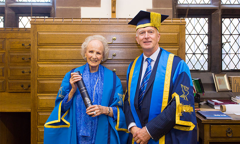 Lady Grantchester with Vice-Chancellor Professor Nigel Weatherill
