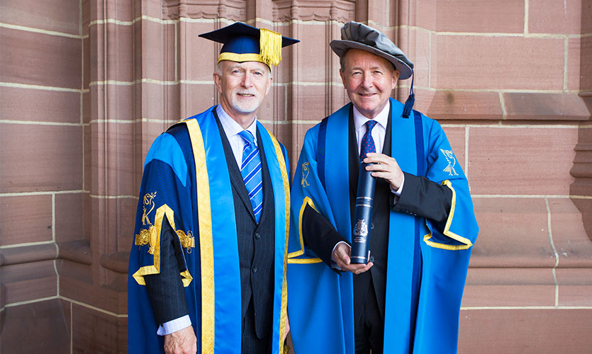 Lord David Alton with LJMU Vice-Chancellor Nigel Weatherill