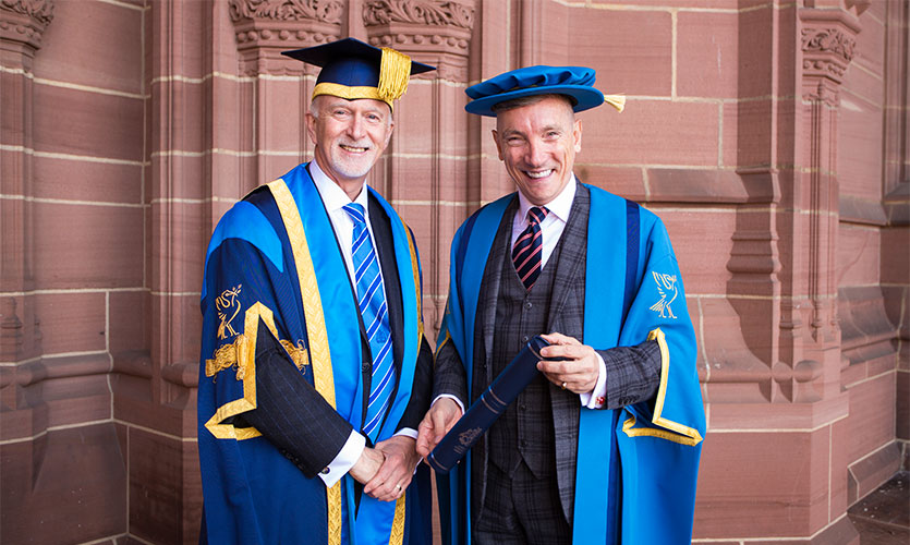 Gary Millar with LJMU Vice-Chancellor Professor Nigel Weatherill