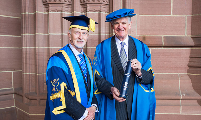 Robert Hough with LJMU Vice-Chancellor Nigel Weatherill