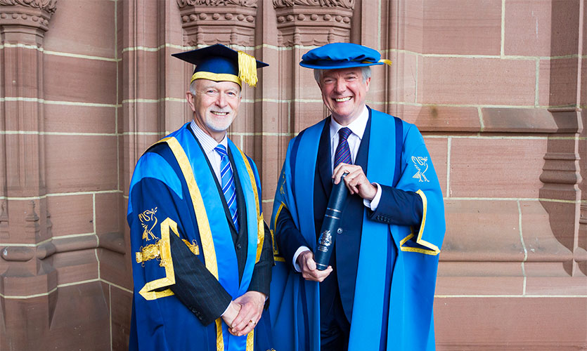 Lord Hall with LJMU Vice-Chancellor Nigel Weatherill