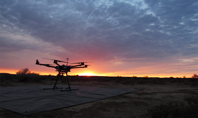 Drone shown at sunrise: astro-ecology