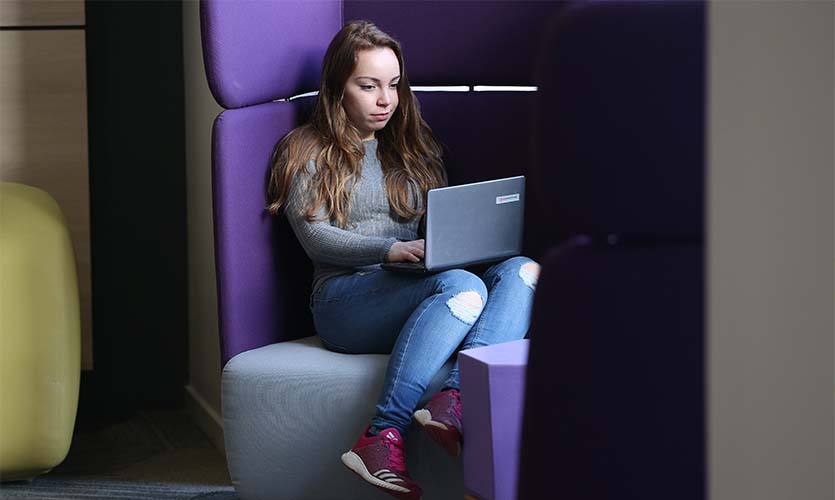 student on a laptop