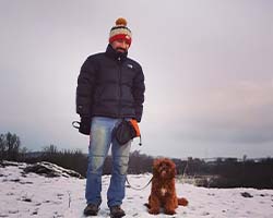 Image of Dr Javier Pereda with his dog