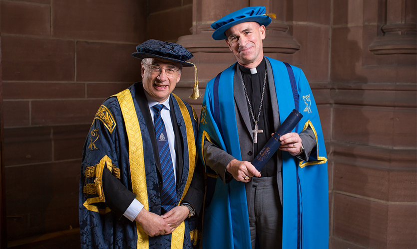 The Right Reverend Dr Pete Wilcox with LJMU Chancellor Sir Brian Leveson