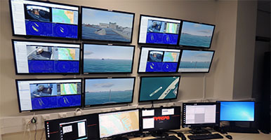 Screens in the instructors room - LJMU Maritime Centre