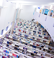 Image of books and shelves taken from above
