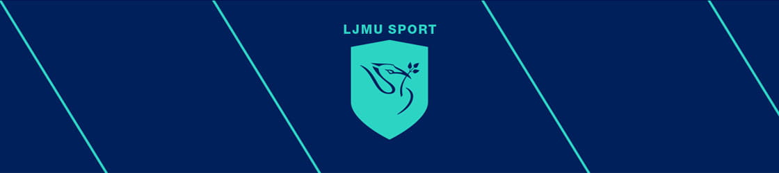 LJMU sport logo on a blue background