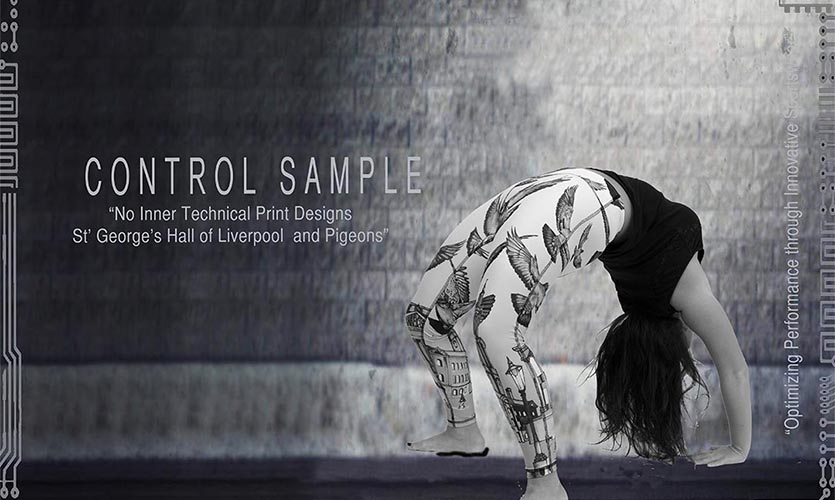 Black and white image of a woman doing a backwards handstand with the title "Control Sample" on the image