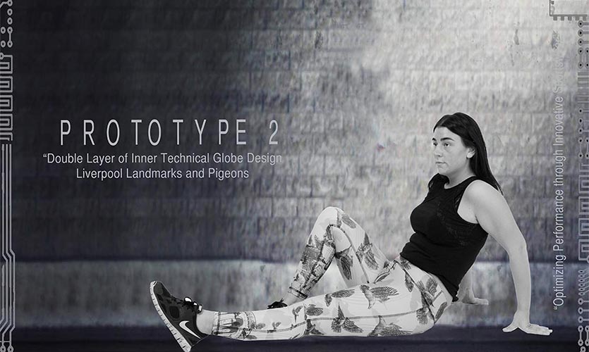 Image of a woman sitting straight-legged with text saying "protoype 2"
