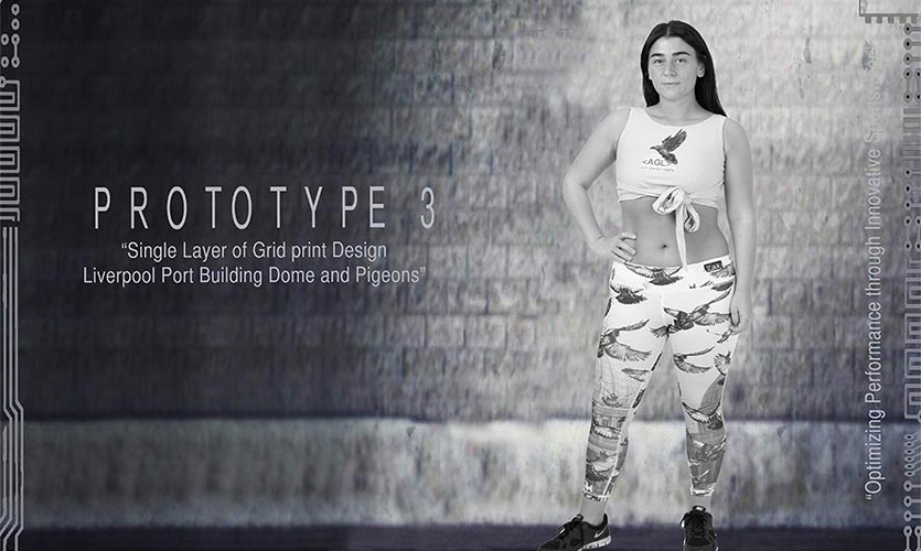Image of a woman standing with hand on hip, with text saying "protoype 1"