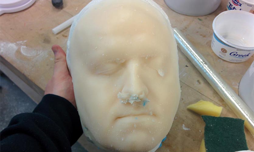 Image of the plastic moulds used to create the model of the face