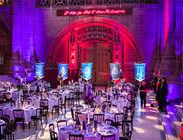 Dining tables set up in the Liverpool Cathedral
